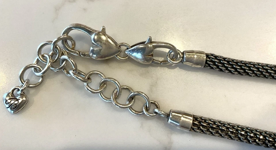 Brighton Meridian Necklace With 19 Barrel Charms Crystal Stones Silver Plate - Image 3 of 4