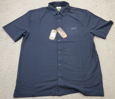 Greg Norman Polo Shirt Mens M Navy Golf Performance Button Up G7F23XLK401