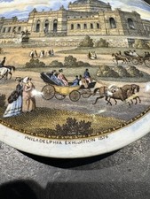 VICTORIAN COLOURED PRATTWARE POT LID PHILADELPHIA EXHIBITION 1876