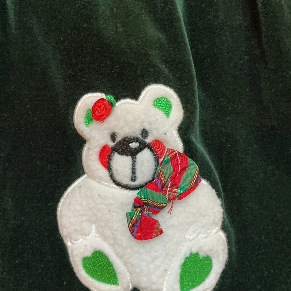 Редкая тоже! Бархатное рождественское праздничное платье для маленьких девочек плюшевый медведь аппликация размер 6 - Изображение 2 из 4