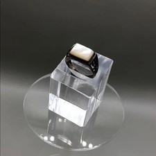 Sterling silver 925 scroll band MoP mother of pearl ring UNISEX 7.75 vintage.