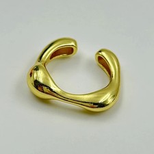 Anello Unisex Unico Argento Sterling 925 Senza Pietra Argento Placcato Oro Giallo 14K
