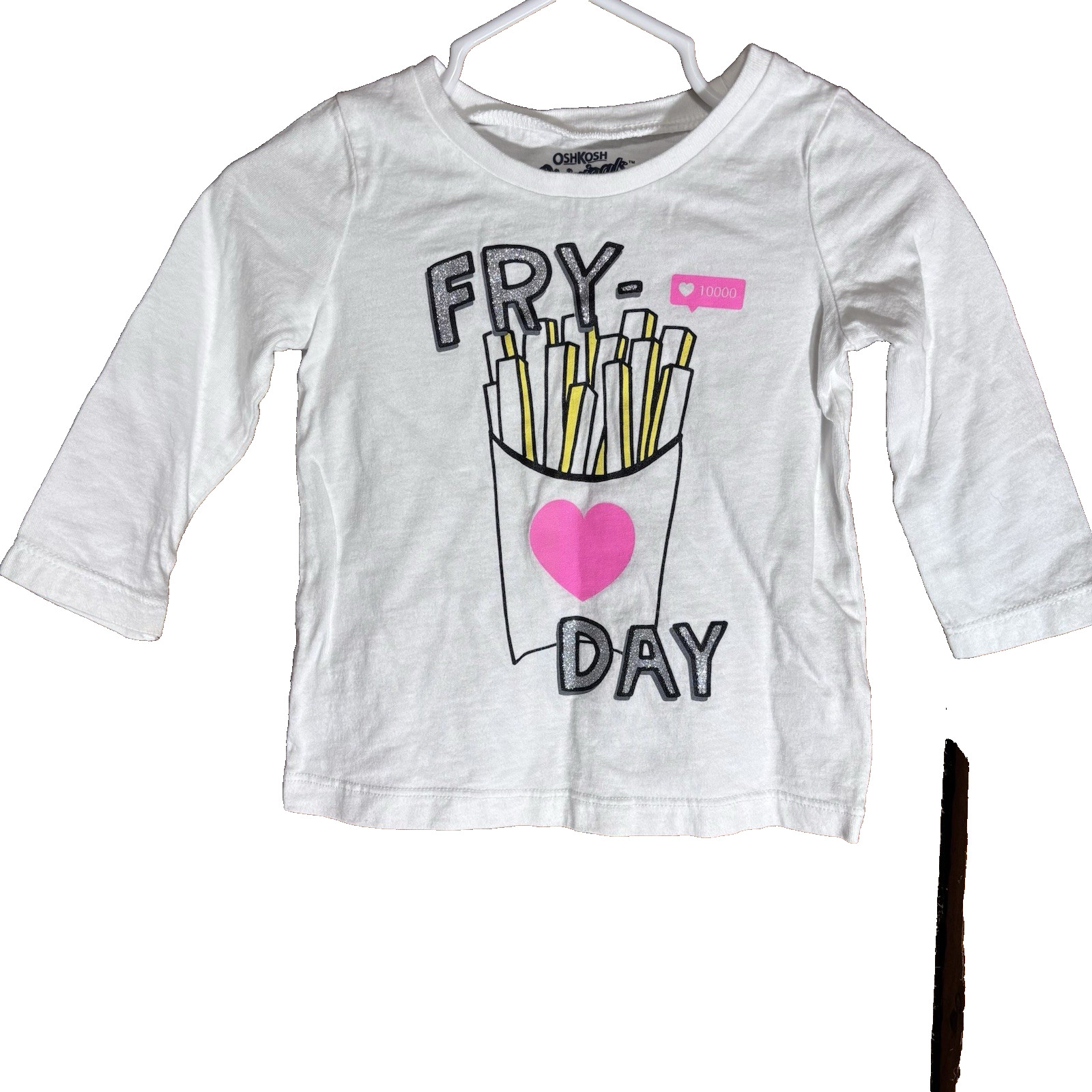 Oshkosh Originals White Long Sleeve Fri Day T-Shirt Baby Size 9 Months Cotton