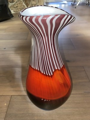 Vintage 1960 s Murano Anzolo Fuga Glass Vase Cane AVEM