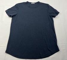 Buck Mason Slub Curved Hem Tee Short Sleeve Shirt USA Made Large Mens Blue