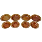 Vintage Orange Carnival Iridescent Glass Candy Shallow Bowl Dish Set Of 8