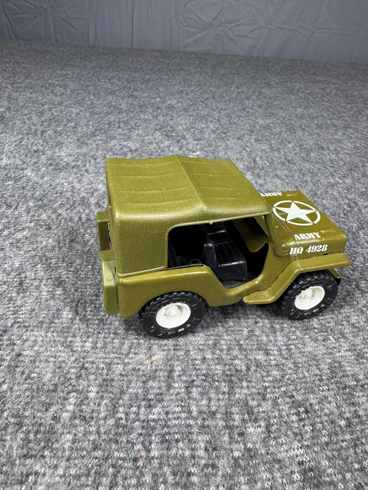 Vintage Buddy L Army Jeep Toy Car Japan Military Green Diecast HQ 4928 Vehicle - Image 4 of 4