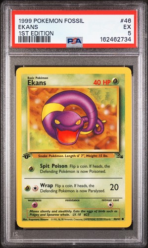 1999 POKEMON FOSSIL 1ST EDITION #46 EKANS PSA 5