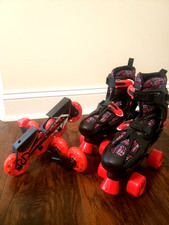 Roller Derby 2-in-1 Skates Inline Combo, Kids, Black Red - Good Condition, 3-6