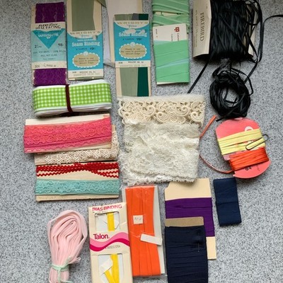 Lot of 20+ VTG Rick Rack Wrights Trims Seam Binding Lace Trims