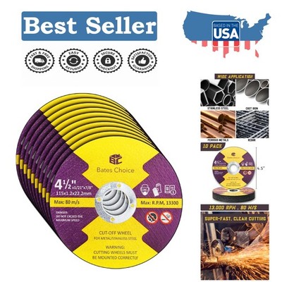High-Quality 4-1/2'' Stainless Steel Cutting Wheels - 10 Pack for Precision Cuts