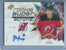 Jack Hughes Rookie Gold Spectrum Super Scripts Auto /10 2019-20 Upper Deck SPx