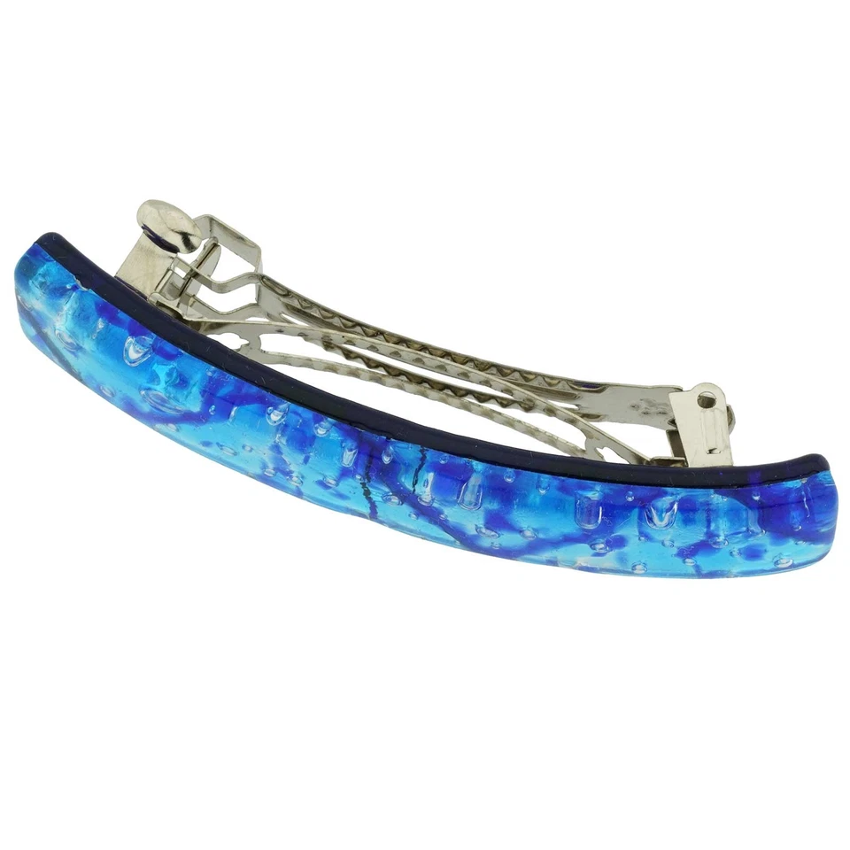 Clip de pelo GlassOfVenice cristal de Murano reflejos venecianos - azul aguamarina Foto 2 de 4