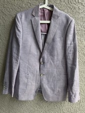 Gabbiacci Milano Mens Blaze Coat Linen Blend Pink Houndstooth Sz 52 ITALY/42 US