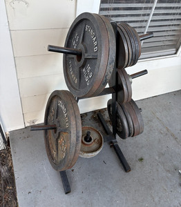 Standard Barbell Cast Iron 3-Grip Standard Weight Plate Black, Total 325 lbs.
