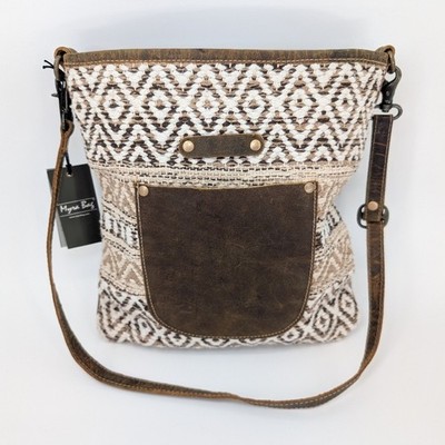NWT Myra Bag Beige World Shoulder Bag S-2230 | Boho Canvas Leather Crossbody