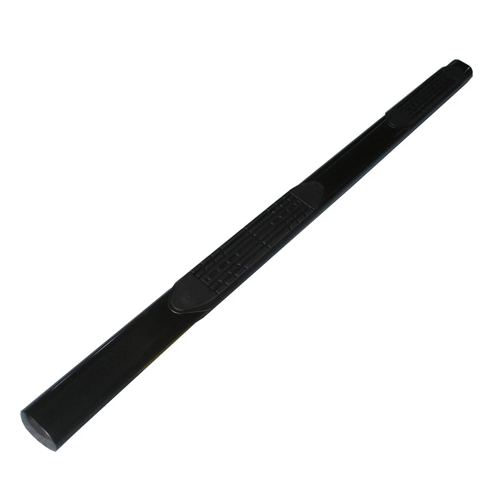 Black 4in Oval Straight w/2 Pads Step Nerf Bar for 2004-2008 Ford F-150 Crew Cab Foto 2 de 4