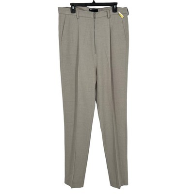 Asos Design Mens Striped Pleated Trousers Beige Grey Cream Size 36''x34'' NWOT
