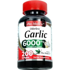 Garlic 200 Softgels 6000 mg Garlic Pills Equivalent 200 softgels Organic Garlic.