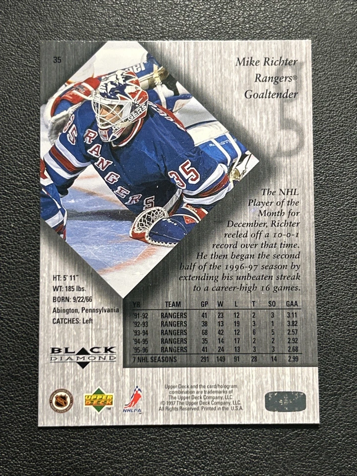 1996-97 Upper Deck Black Diamond MIKE RICHTER #35 - Image 2 of 2