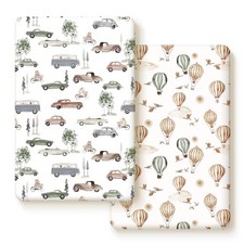 Pack n Play Sheets Fitted 2 Pack, Stretchy N Play, Cars and Balloons