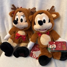 Disney 2025 Christmas Mickey Mouse  Minnie Mouse Reindeer 15 Inch Plush - New