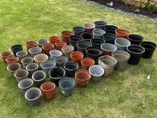 x50 Assorted Plastic Plant Pots used small 2 litre 3 litre Mixed Flower Pot