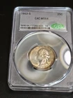 1953-S CAC GRADED MS64 Washington Silver Quarter Mint Set Coin Light Toning
