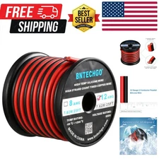 12 Gauge Flexible 2 Conductor Parallel Silicone Wire Spool Red Black High Res...