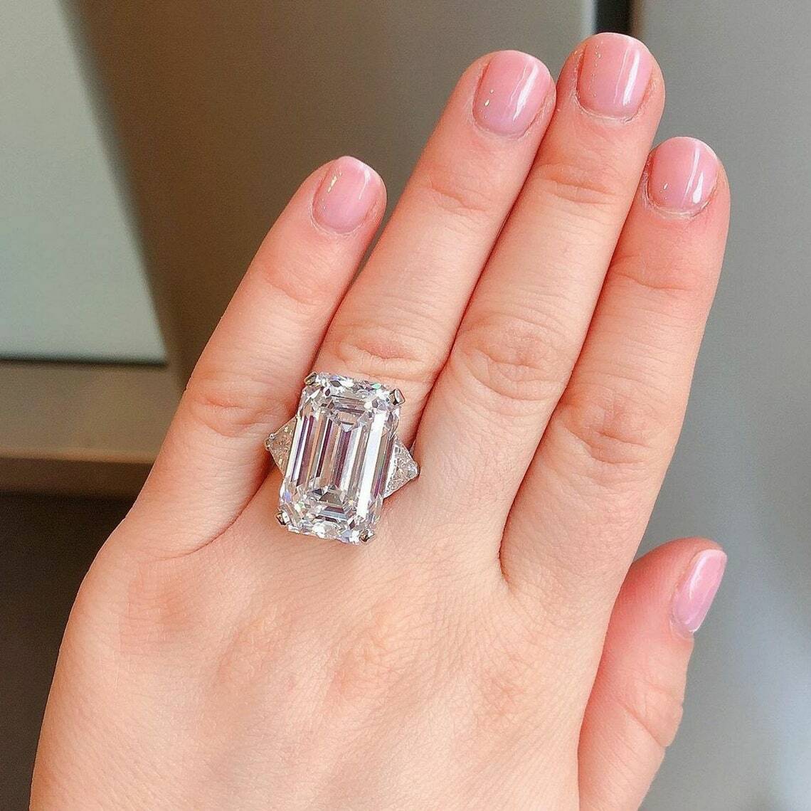 Ct Emerald Cut Moissanite Stone Engagement Wedding Ring 925 Sterling  Silver