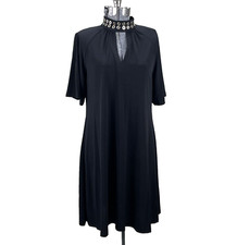 NWT Michael Kors Grommet Neck Keyhole Dress Size Small Black Trapeze Swing