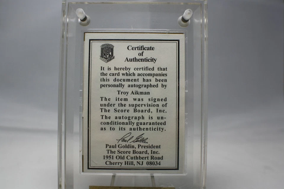 1996 Proline Gold TROY AIKMAN Autograph with Certificate of Authenticity - Image 3 of 4