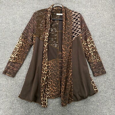 Adore Cardigan Small Brown Patchwork Open Front Artsy Boho Forest Fairy Cottage