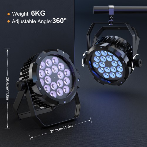 IP67 Impermeable LED Par Can Luz 18x15W RGBWA+UV Exterior Escenario Luces DJ Fiesta - Imagen 13 de 14