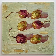 Olives Painting Original Oil Art Still Life Abstract Modern Small Wall Artwork
