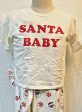 Ugly Christmas Three Piece Skimmer T Jogger & Scrunchie Santa Baby Women’s SZ S