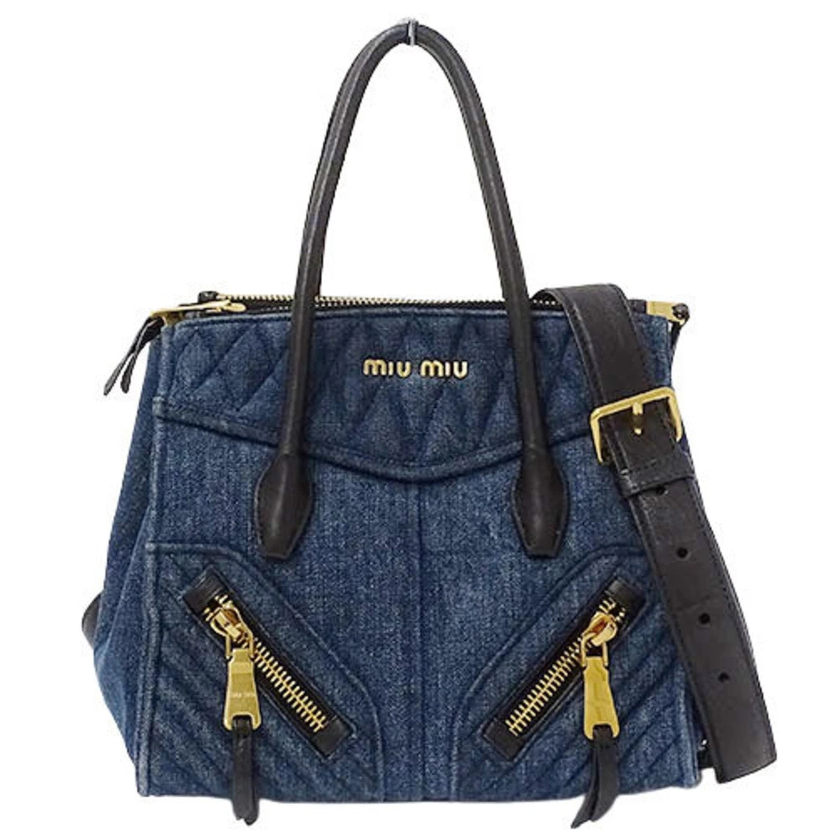 Miu MIU Bag Women s Handbag Shoulder 2way Biker Blue RN1032 eBay