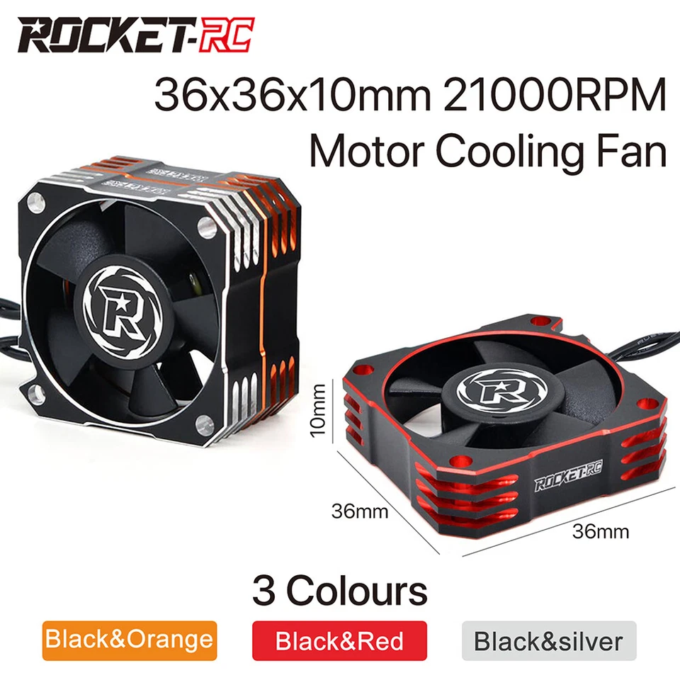 2x Rocket 35mm 21000RPM Metal Cooling Fan for 1/8 1/10 RC Brushless Motor Car - Image 4 of 4