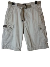 Abercrombie & Fitch Cargo Shots Hombres Talla 30 Caqui Claro con Bolsillos para Cinturón Americano
