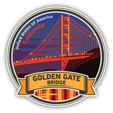 Golden Gate Bridge USA Retro Vinyl Sticker Decal