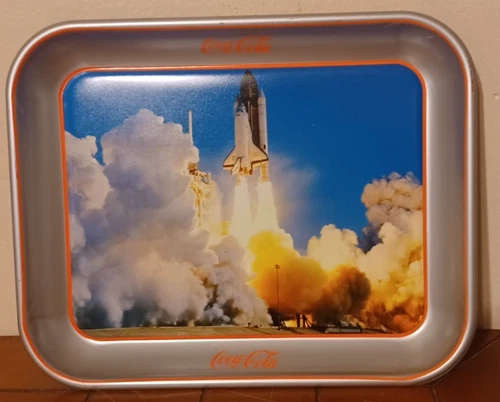 Vtg Original Coca-Cola Tray, Challenger Liftoff Collectors Club Orlando FL 1992