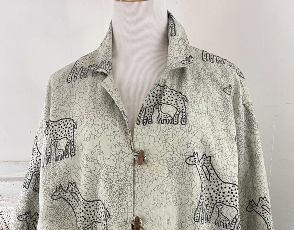 New Identity Gray/Black Horse Print LS Button Up Cotton Lined Jacket Women's  2X - Image 2 of 4