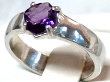Natural Purple African Amethyst Size 7.5 Ring 925 Sterling Silver USA Made