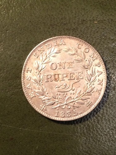 india 1835 william iiii silver one rupee gvf