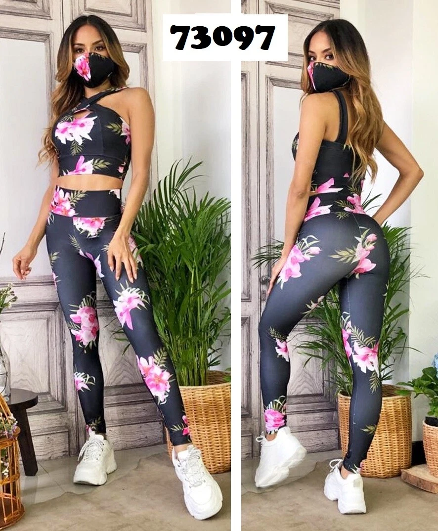 Conjunto Deportivo de Mujer Sport Set 2-Pieces M Negro Floral 73097 eBay