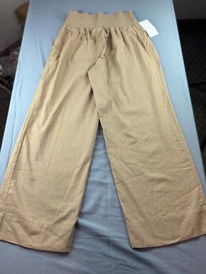 Isabel By Ingrid Isabel Pants Womens M Taupe Smocked Waist Maternity Pull On