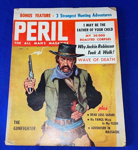 vintage June 1957 Peril/All Mans MAGAZINE PULP FICTION Gunfighter COMPLETE - Imagen 1 de 6