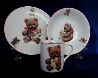 ''Bear and Angel''  Kids Dinnerware Plates and Mug Kit 
