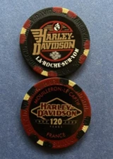 Lot/2 Harley Davidson 120 Poker Chip from La-Roche HD in Mouilleron, France