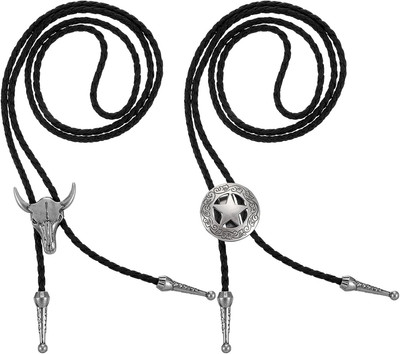 2 Stück Bolo-Krawatte, Bolo Tie, Cowboy Kostüm Herren Western Outfit Herren West